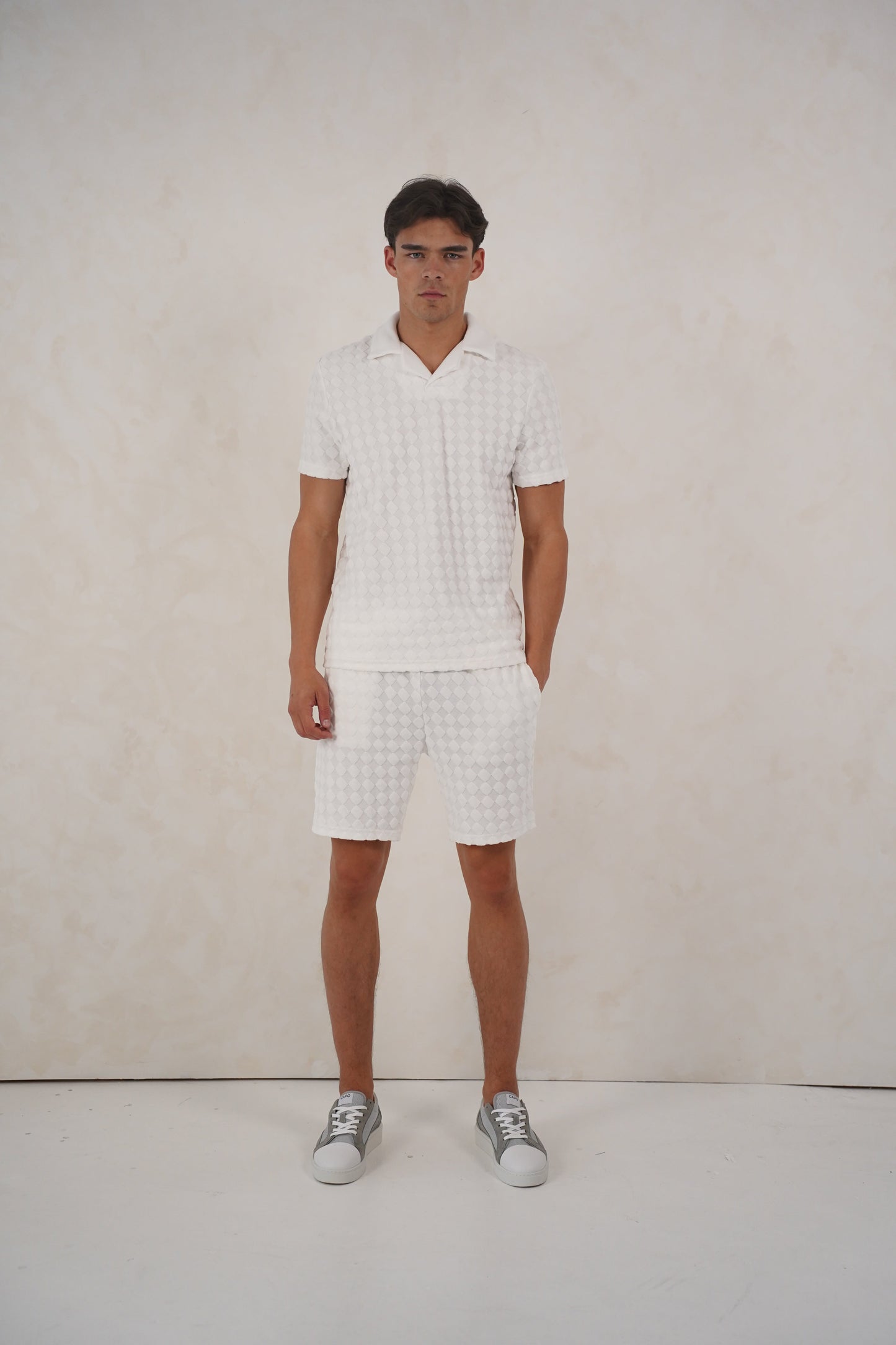 Capo Towelling Diamond Revere Shorts - White