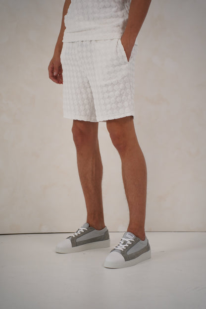 Capo Towelling Diamond Revere Shorts - White
