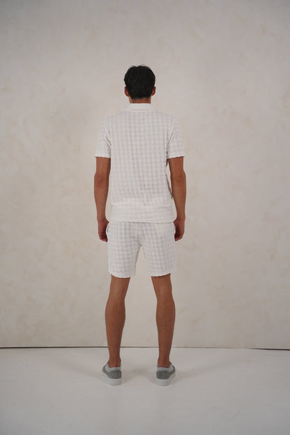 Capo Towelling Diamond Revere Shorts - White