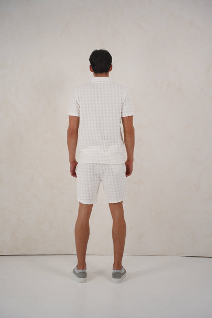 Capo Towelling Diamond Revere Shorts - White