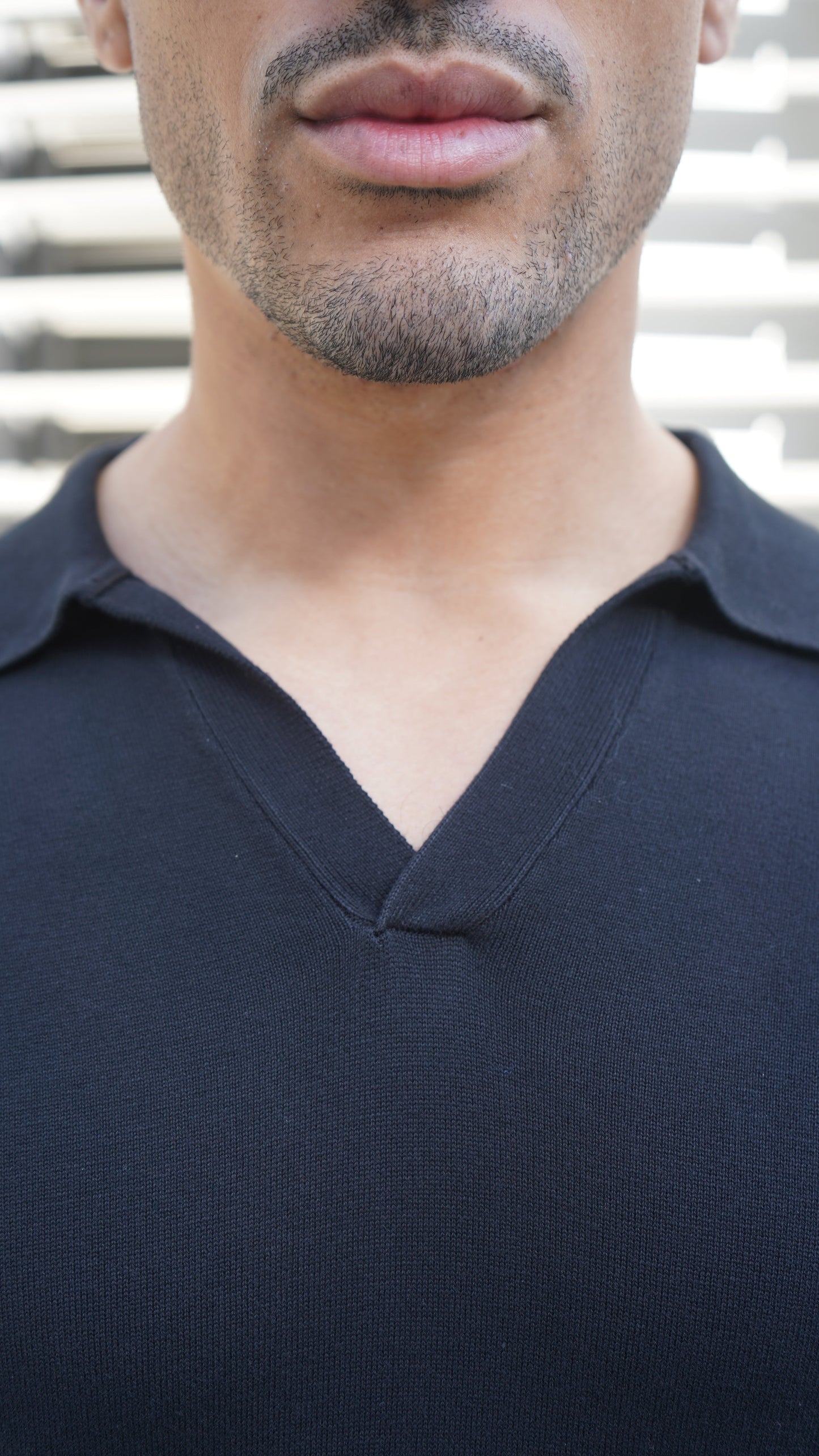 Capo Egyptian Cotton Cuban Collar LS Polo Shirt - Black