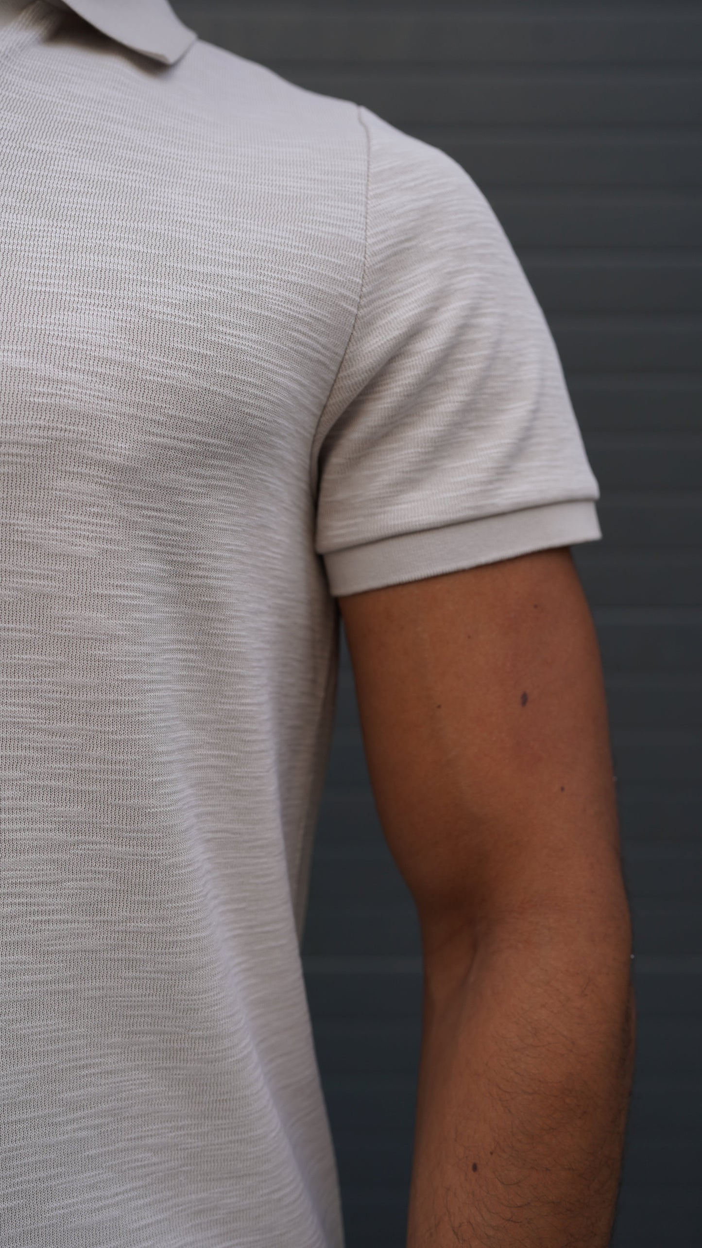 Capo Jersey Slub Cuban Polo Shirt - Stone Grey