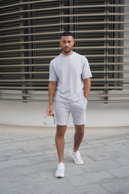 Capo Textured Co-ord Shorts - Slate Blue