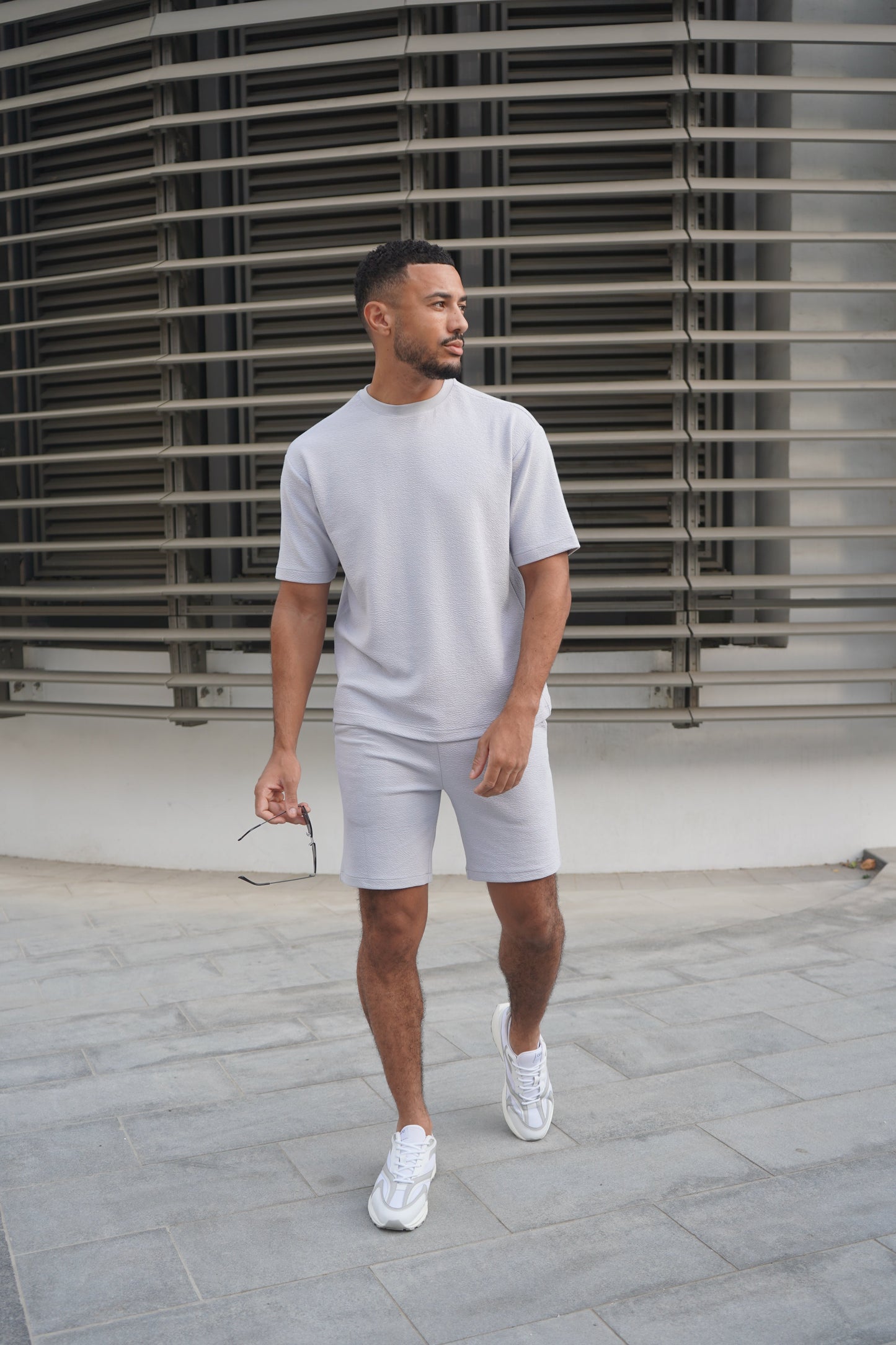 Capo Textured Co-ord Shorts - Slate Blue