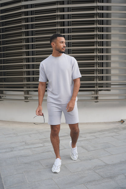 Capo Textured Co-ord Shorts - Slate Blue