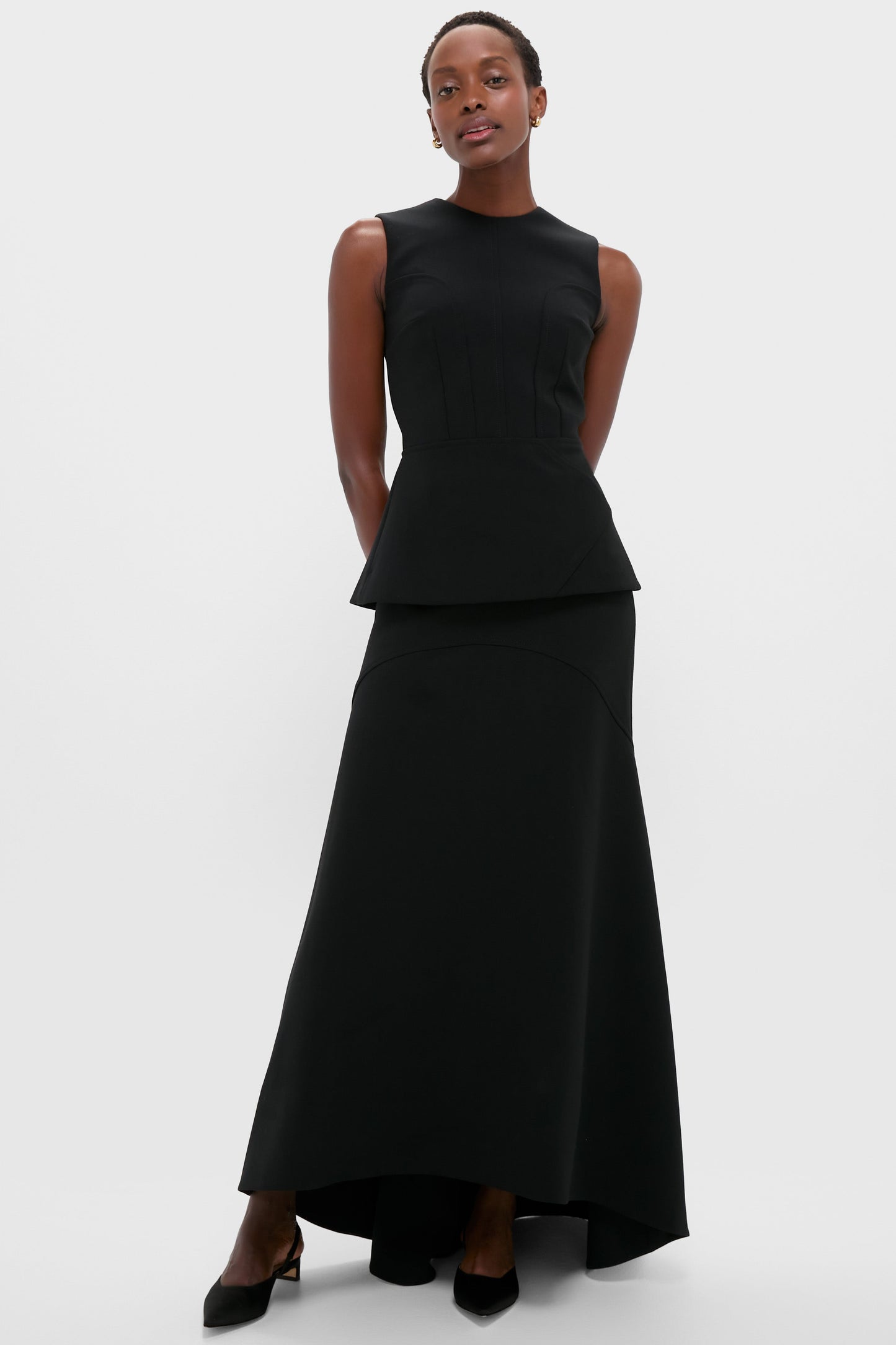 Black Reville Birdseye Suiting Top