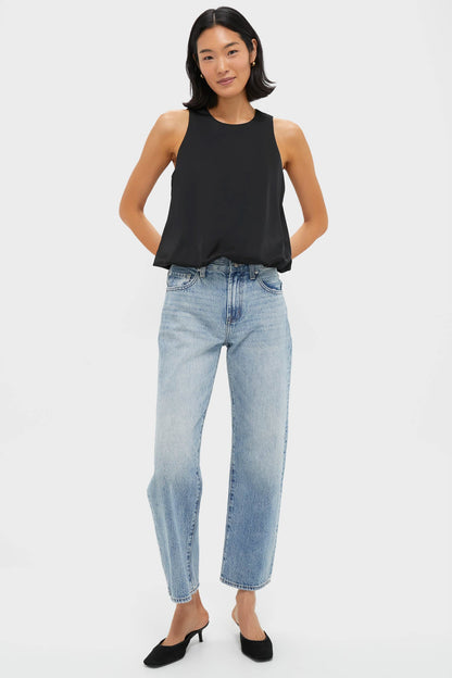 Black Satin Ramona Bubble Hem Top