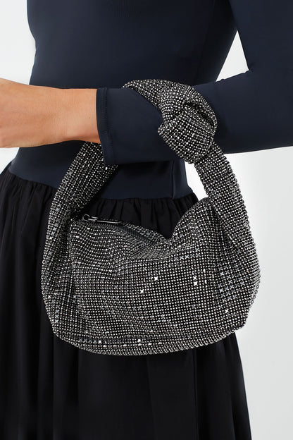 Black Polly Crystal Shoulder Bag
