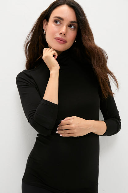 Black Softest Rib Turtleneck