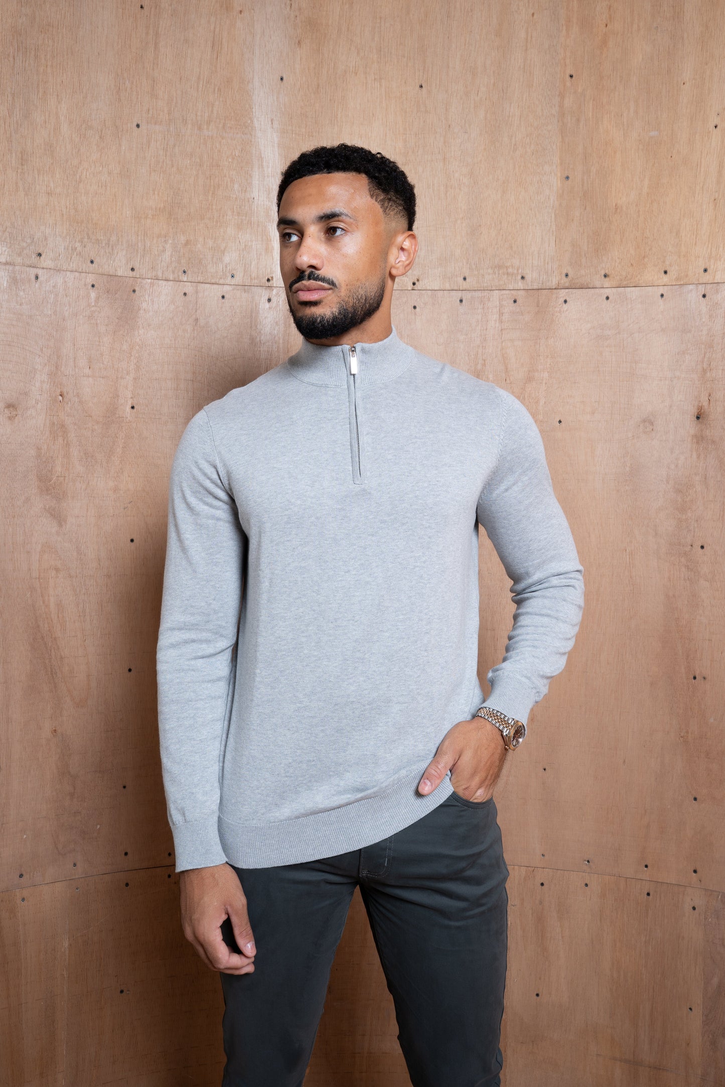 Capo Egyptian Cotton 1/4 Zip Top - Grey