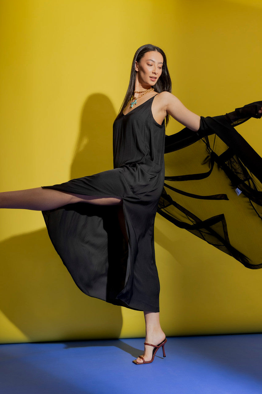 Black Mesh Trench Coat