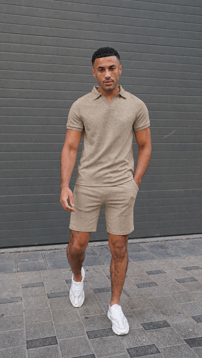 Capo Jersey Slub Cuban Polo Shirt - Olive