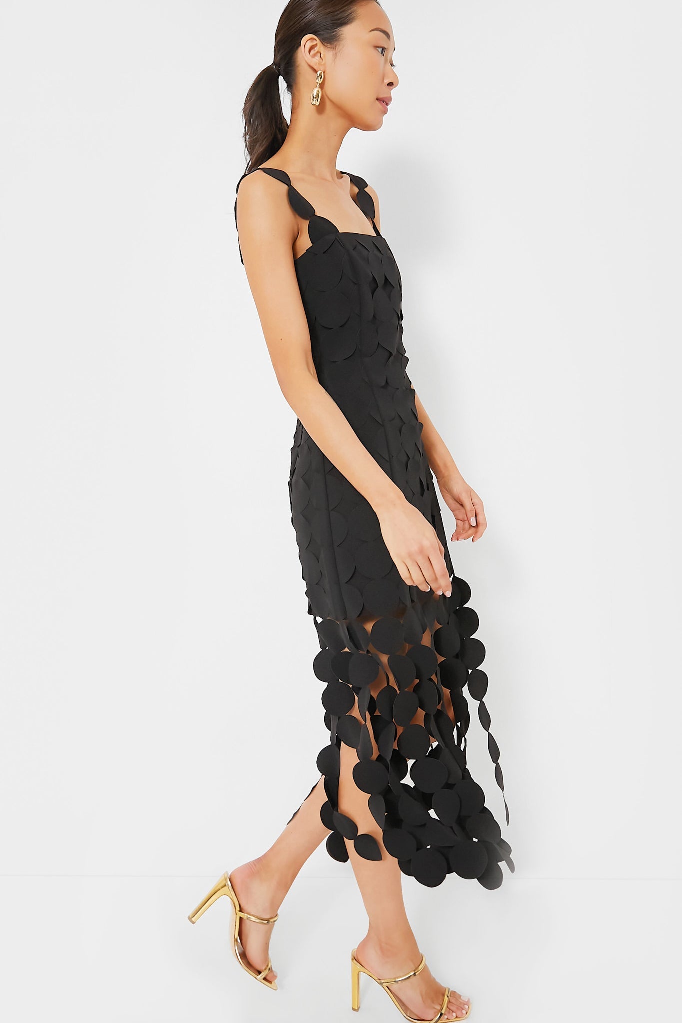 Black Multi Circle Mercedes Midi Dress
