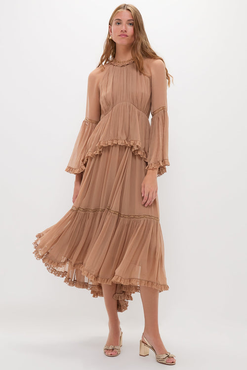 Biscuit Hypnotic Peplum Flutter Dress