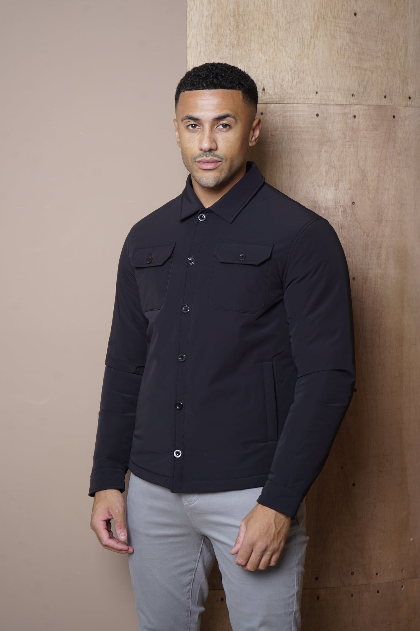 Capo Quilted Overshirt Jacket - Black