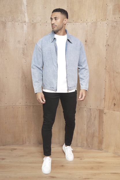 Capo Washed Zip Denim Jacket - Blue