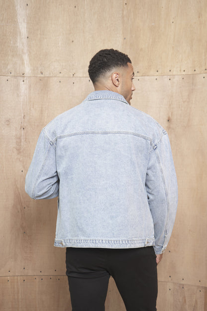 Capo Washed Zip Denim Jacket - Blue