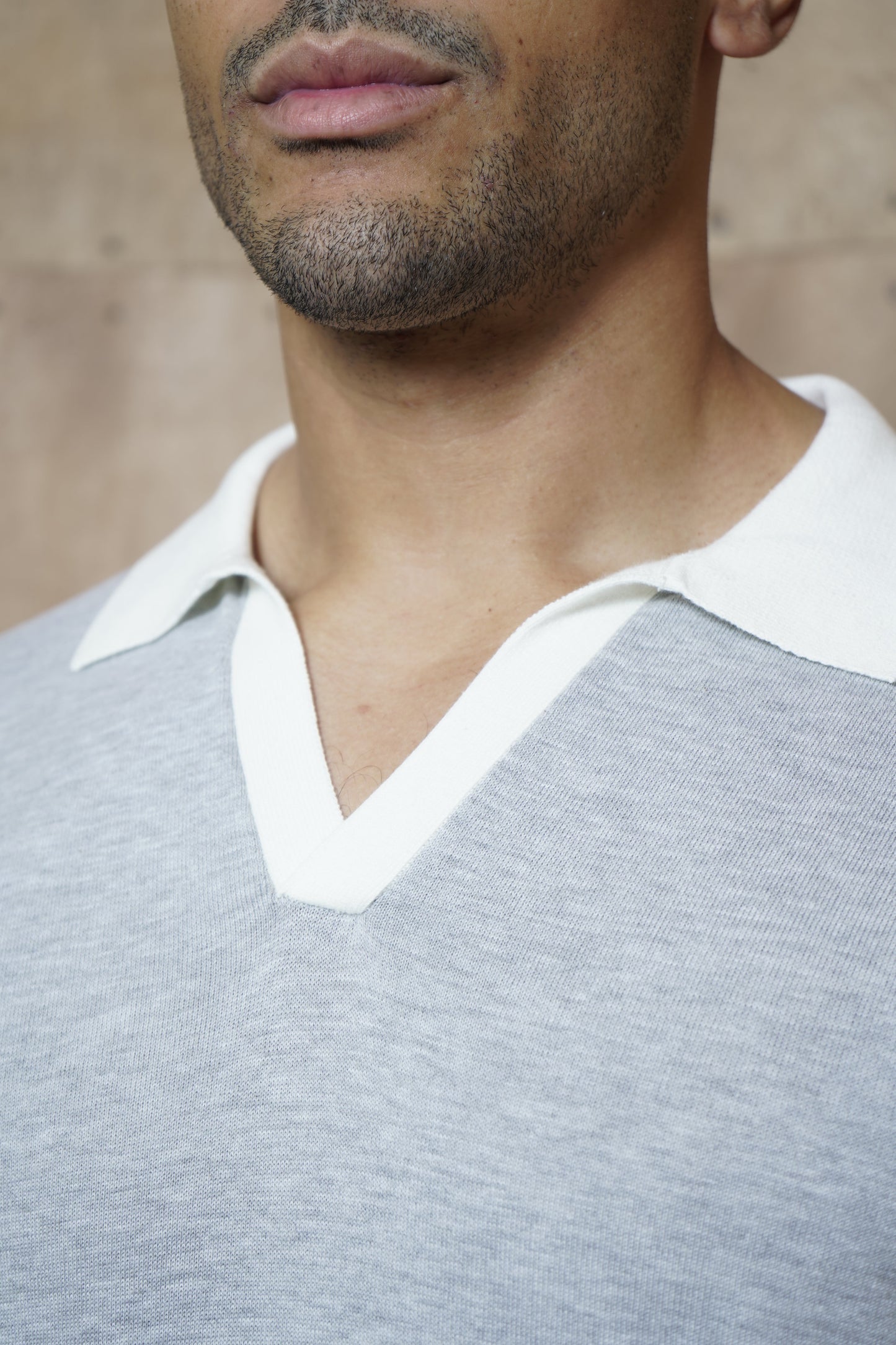 Capo Egyptian Cotton Contrast Cuban Collar Polo Shirt - Grey