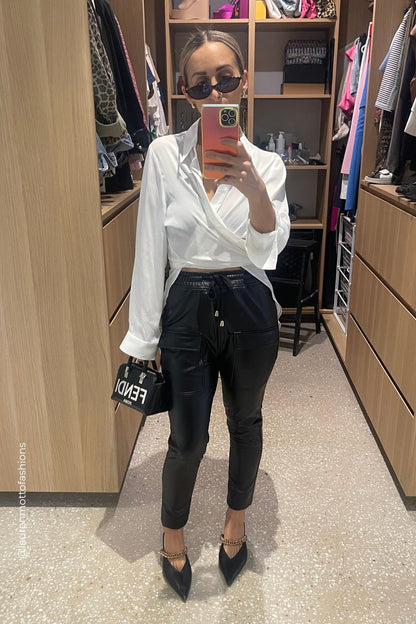 Black Croc Coated Jogger Pant