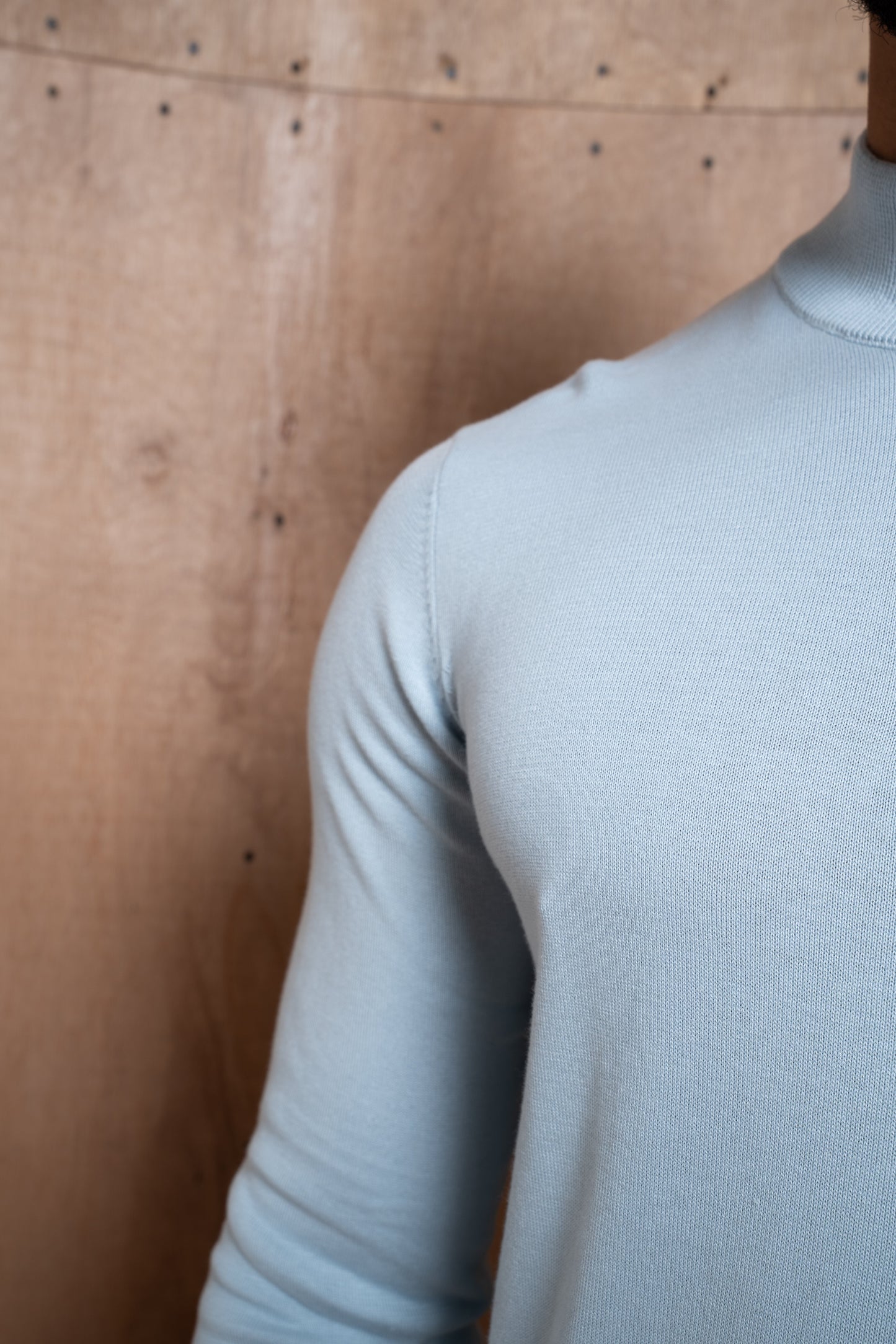 Capo Egyptian Cotton 1/4 Zip Top - Sky Blue