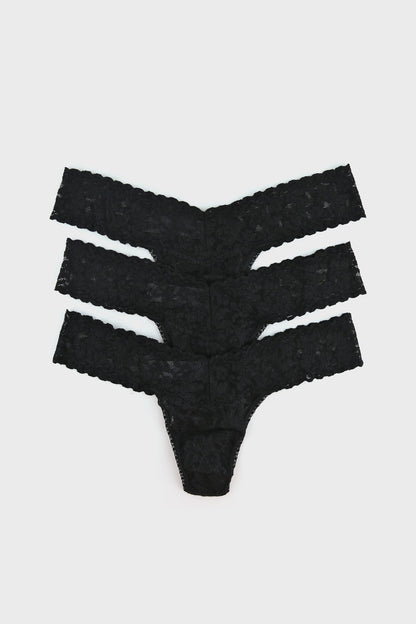 Black Low Rise Thong 3 Pack