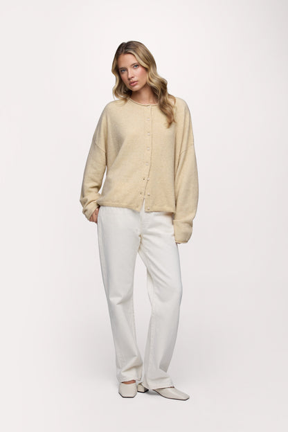 Cozy Knit Boxy Cardigan | Heather Oat