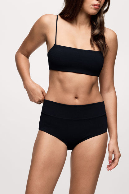 Boy Short Bikini Bottom | Crispy Black
