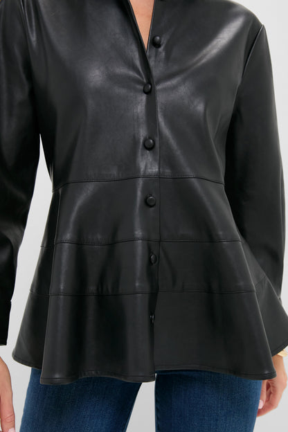 Black Leather Ashlen Blouse