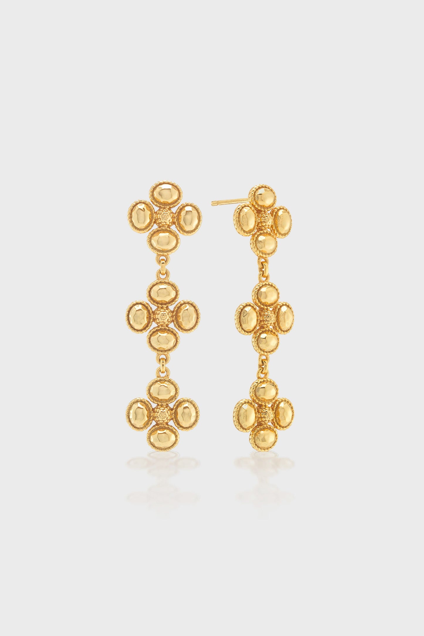 Berry Clover Linear Earrings - Gold
