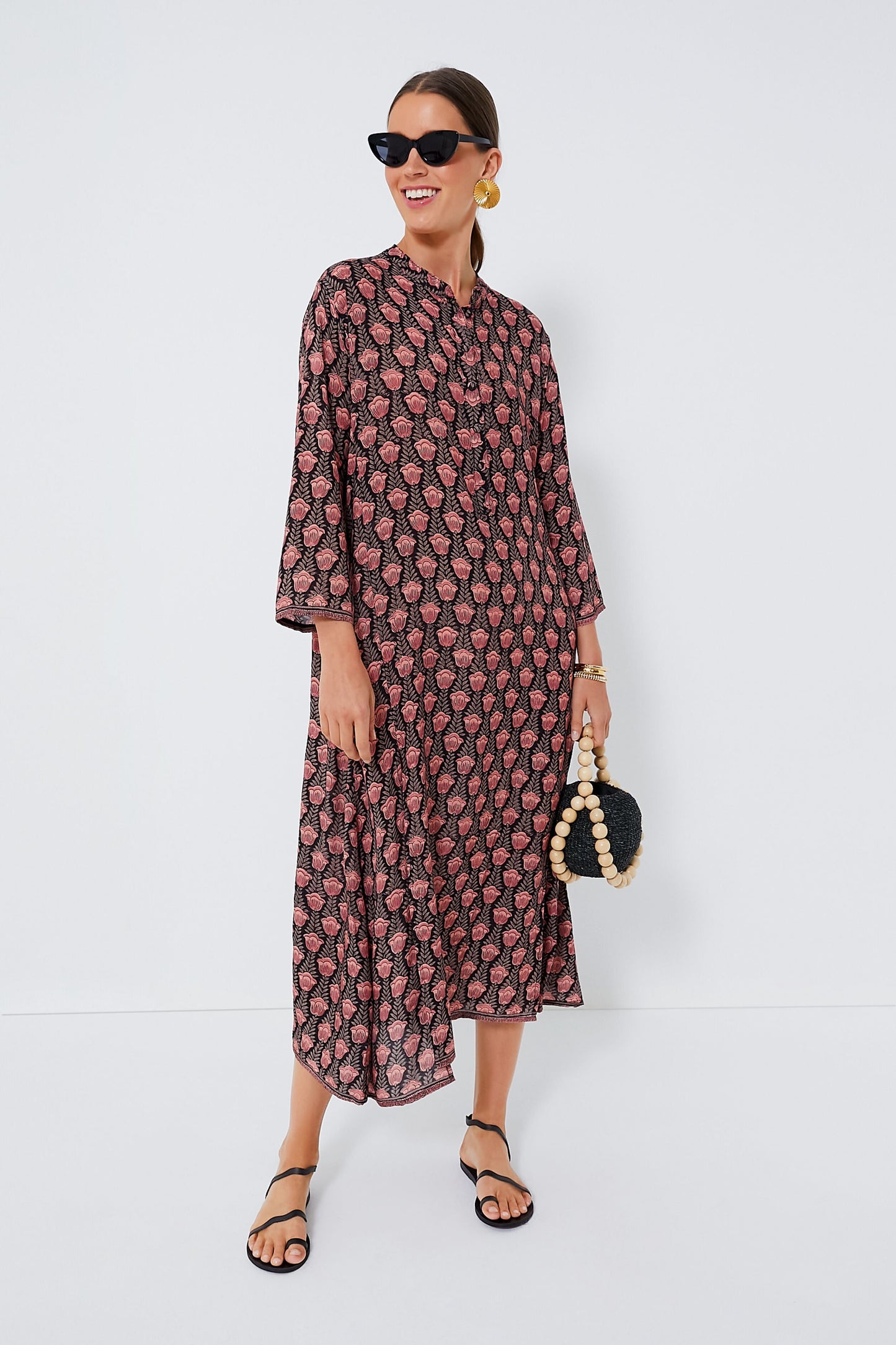 Black Tulip Print Kamari Block Isobel Dress