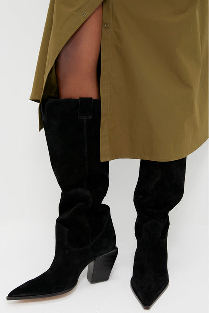 Black Suede Maine Up Boots