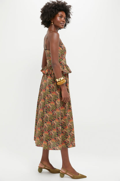 Black Multi Floral Maeve Midi Dress