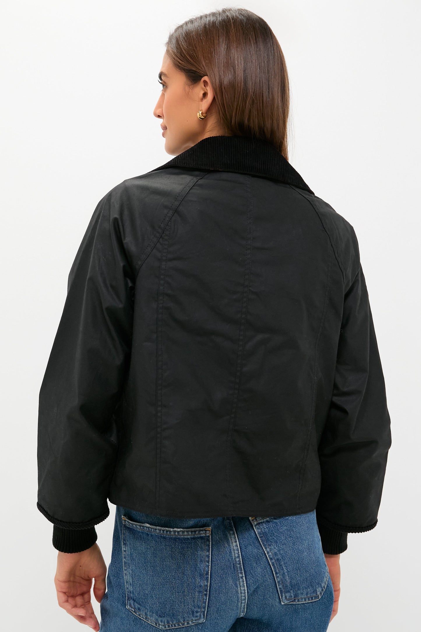 Black Cropped Beadnell Wax Jacket