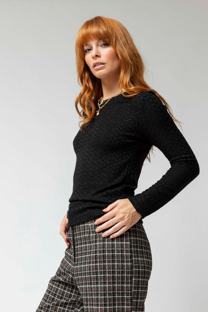 Black Lurex Basic Top