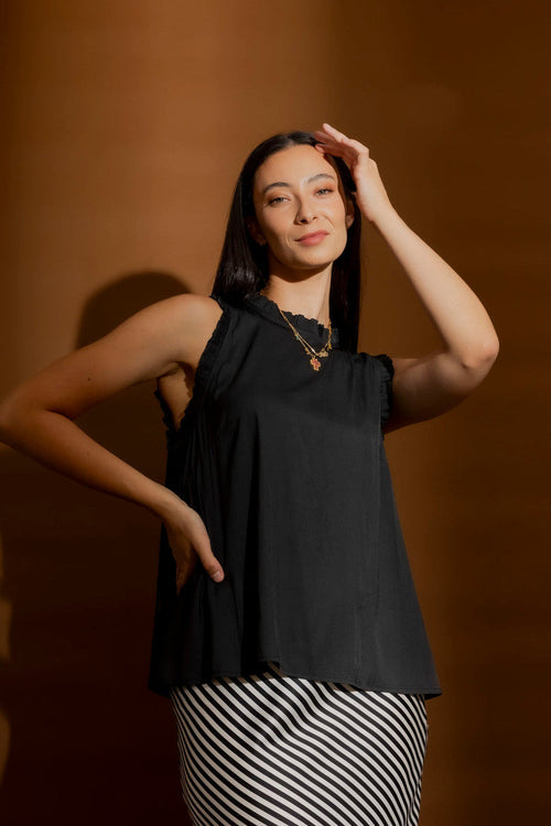 Black Ruffle Cami
