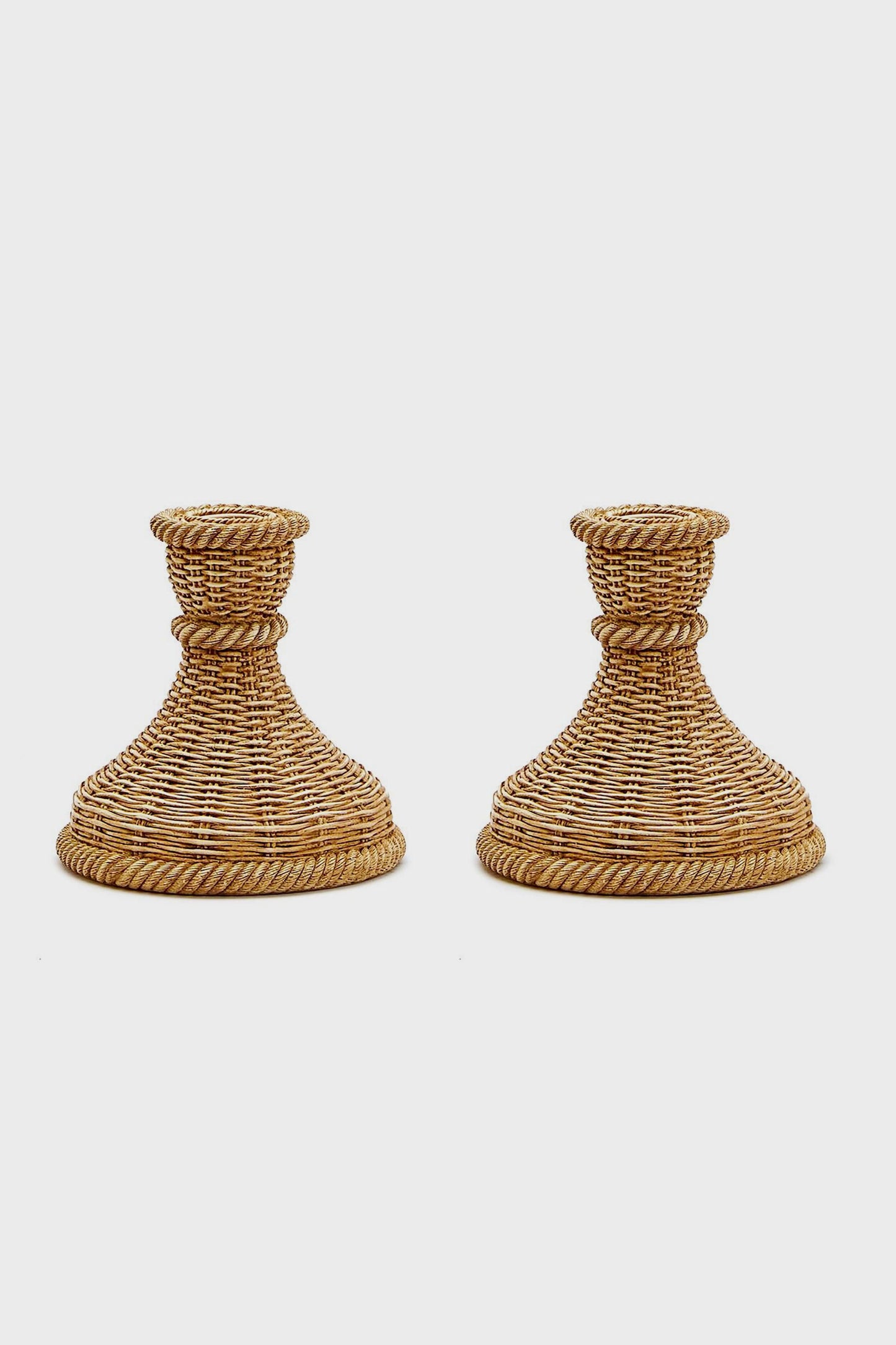 Basket Weave Pattern Set of 2 Candle Holders