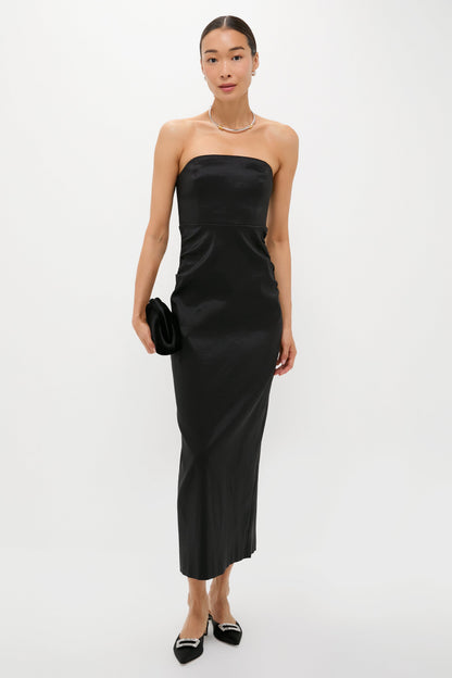 Black Taffeta Simmons Column Dress